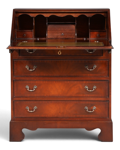 Hauptstadt Möblerei İngiliz tarzı maun ağacından, deri kaplamalı ve çekmeceli antika yazı masası sekreter