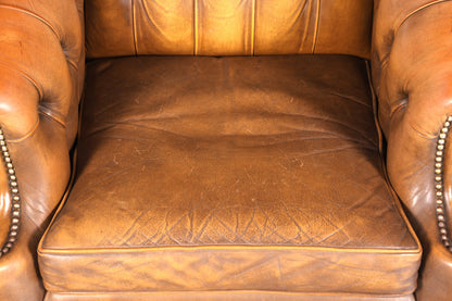 Magnifique et rare fauteuil Chesterfield, fauteuil anglais en cuir, fauteuil de gentleman, 1 sur 2