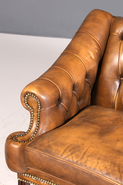 Magnifique et rare canapé Chesterfield original, canapé 2 places, canapé anglais capitonné