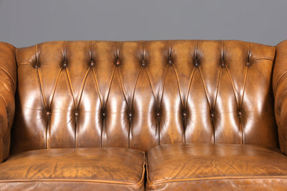 Magnifique et rare canapé Chesterfield original, canapé 2 places, canapé anglais capitonné