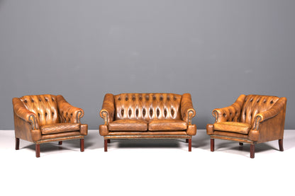 Magnifique et rare fauteuil Chesterfield, fauteuil anglais en cuir, fauteuil de gentleman, 1 sur 2