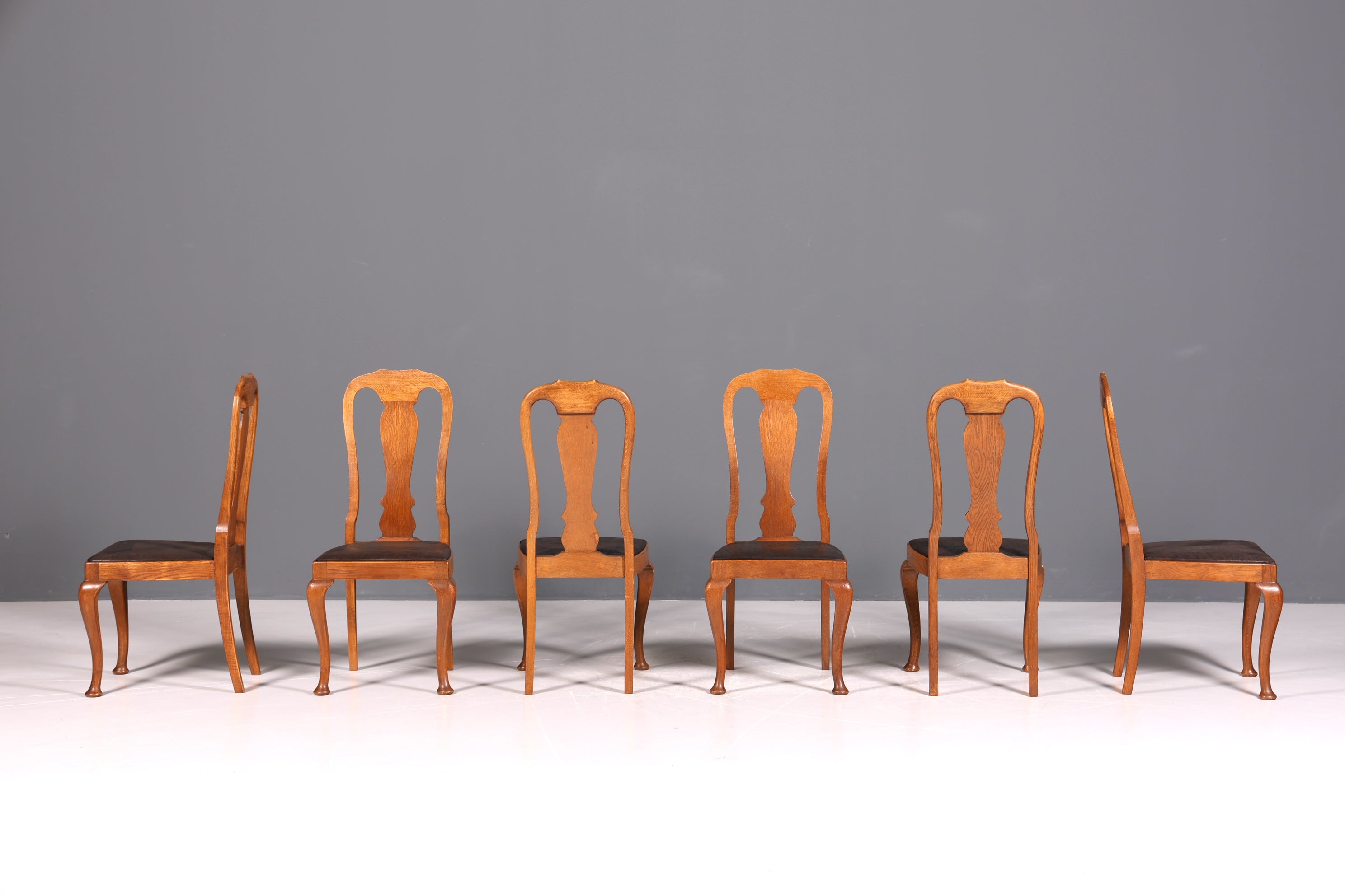 Lot de 6 magnifiques chaises Art Nouveau (vers 1910), chaises de cuisine Chippendale, chaises de salle à manger.