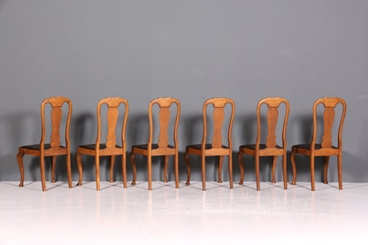 Lot de 6 magnifiques chaises Art Nouveau (vers 1910), chaises de cuisine Chippendale, chaises de salle à manger.