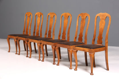 Lot de 6 magnifiques chaises Art Nouveau (vers 1910), chaises de cuisine Chippendale, chaises de salle à manger.