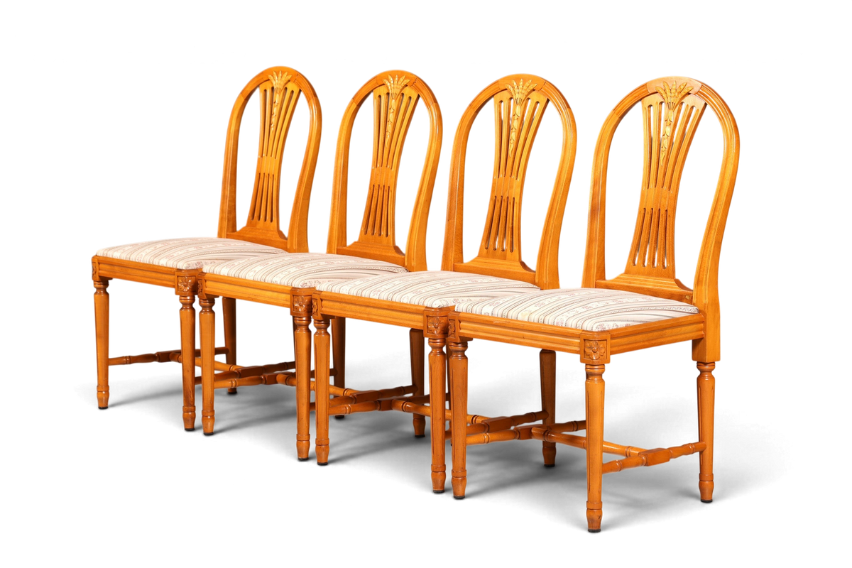 4x Traumhafte Stühle im Gustavianischem Stil Englisch Küchenstühle Antik Stil Esszimmer Stuhl Set