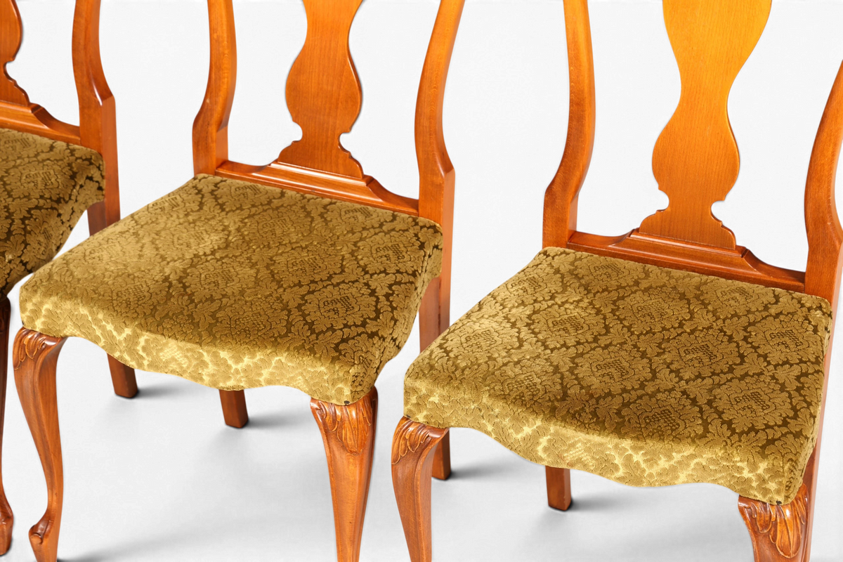 4x Wunderschöne Chippendale Stühle Barock Stil Stuhlset Polsterstuhl Set Küchenstühle Esszimmer Stühle