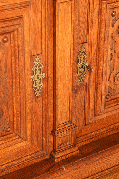 Magnifique Buffet Gründerzeit Chêne Enfilade Partie Haute Commode Ancien Buffet Vertiko vers 1890 Vintage