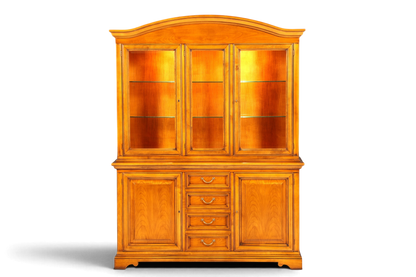 Hauptstadt Möblerei Selva Vitrine aus Kirschholz im Antik-Stil mit Glasfront und Schubladen