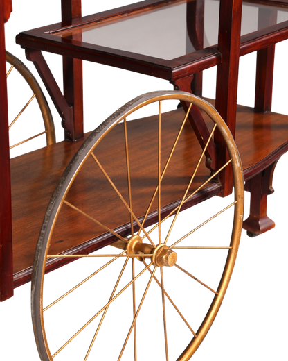 Wunderschöner filigraner Jugendstil Servierwagen Antik Glas Barwagen Teewagen um 1910