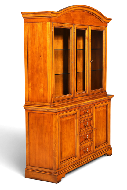 Hauptstadt Möblerei Selva Vitrine aus Kirschholz im Antik-Stil mit Glasfront, Schubladen und Türen