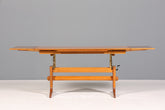 Wunderschöner Mid Century Couchtisch Teak Danish Retro Ablagetisch ausziehbarer höhenverstellbar Vintage Coffee Table 70er Jahre Wohnzimmertisch