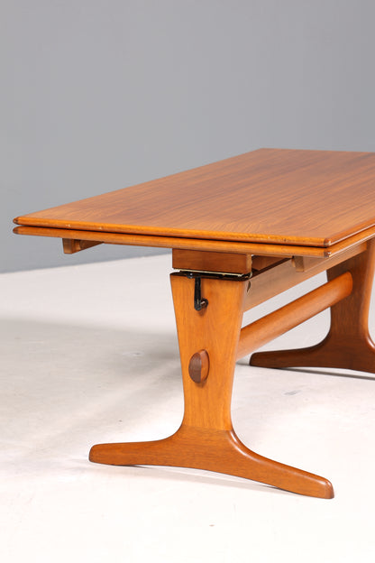 Wunderschöner Mid Century Couchtisch Teak Danish Retro Ablagetisch ausziehbarer höhenverstellbar Vintage Coffee Table 70er Jahre Wohnzimmertisch
