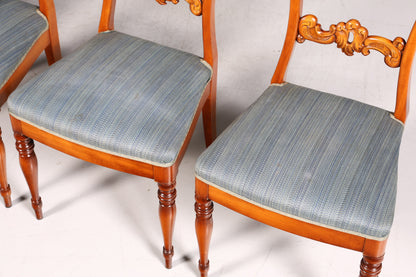 Ensemble de 4 chaises anciennes de style Biedermeier, style Louis Philippe, pour cuisine ou salle à manger.