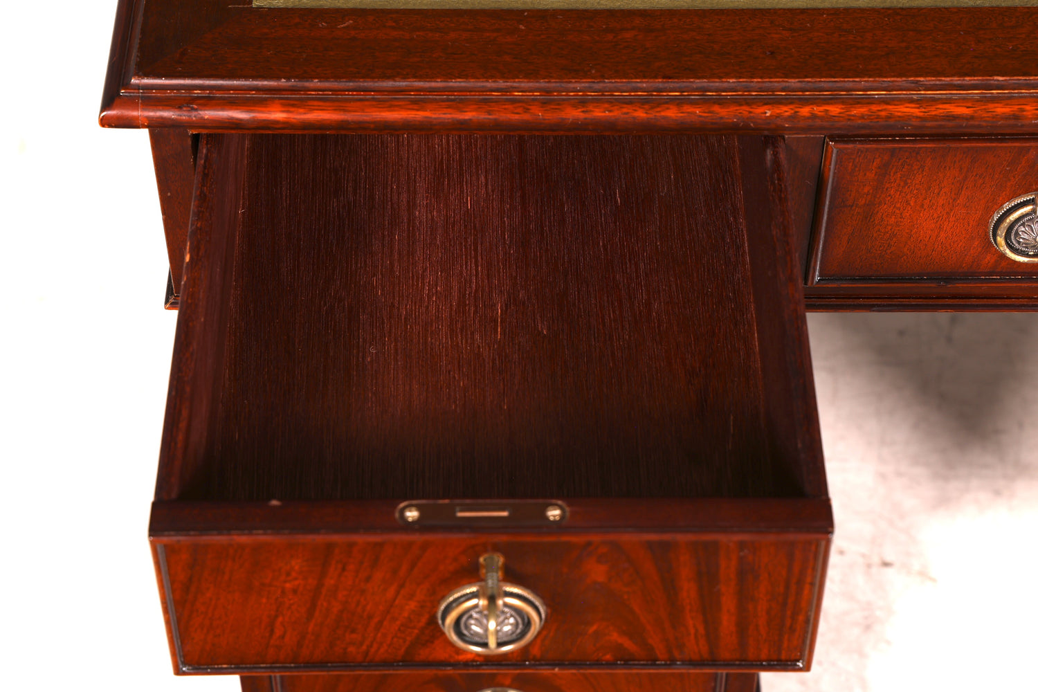 Wunderschöner Englischer Schreibtisch Mahagoni Bürotisch Englisch Desk Leder Auflage