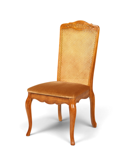 F987 Finish cm 4x Original Chippendale Stuhl Vintage Korbgeflecht Küchenstuhl Samt Stuhl