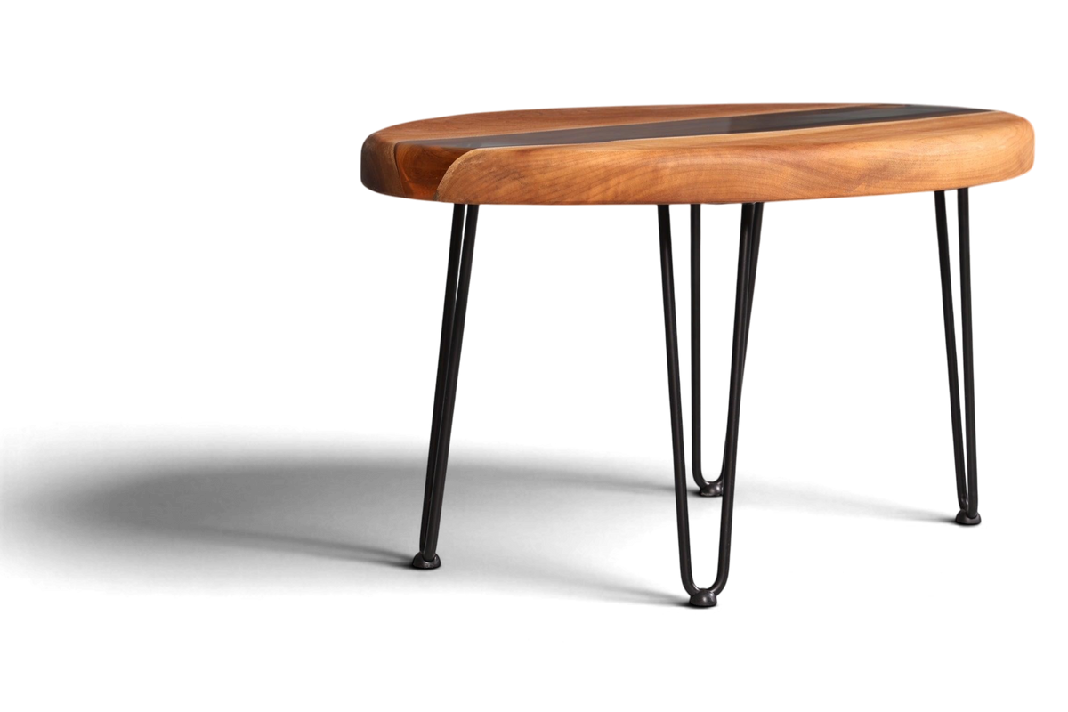 Einzigartiger Ovaler Epoxidharz Couchtisch Nussbaum River Coffee Table Wohnzimmer Tisch