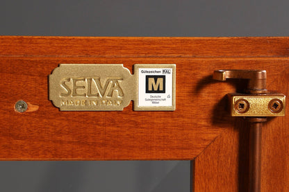 Magnifique vitrine originale Selva Style International en merisier, style ancien, vitrine en verre, armoire-commode, vaisselier, meuble italien