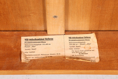 Table de cuisine Hellerau originale du milieu du siècle, table de salle à manger extensible vintage, VEB