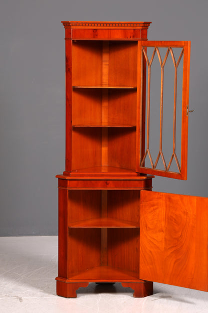 Wunderschöne Englische Eckvitrine Eibe 60er Echt Holz Schrank Eckschrank Glasvitrine Vitrine Vintage