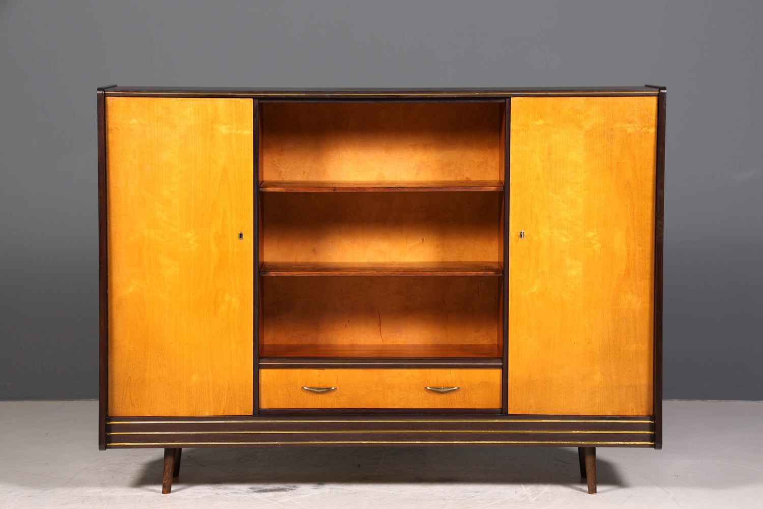 Wunderschöner Mid Century Schrank 60er Jahre Bücherregal Aktenschrank Rockabilly Wäscheschrank Regal Highboard