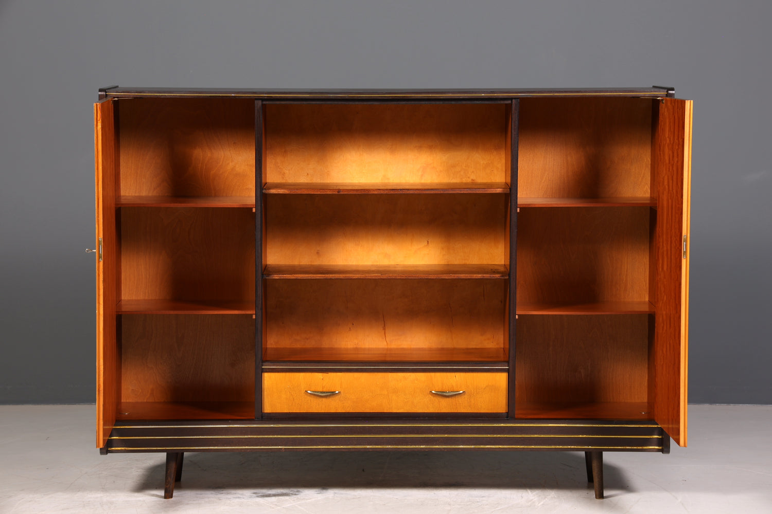 Wunderschöner Mid Century Schrank 60er Jahre Bücherregal Aktenschrank Rockabilly Wäscheschrank Regal Highboard