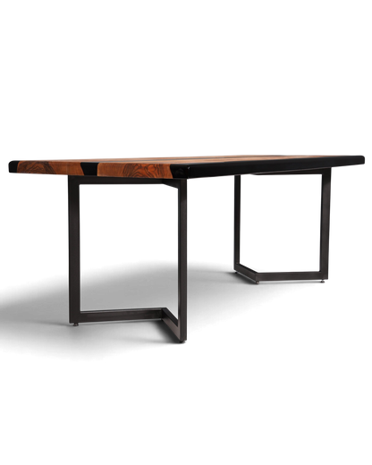 Wunderschöner Epoxidharz Tisch 220-90 cm Epoxy Schwarz Nussbaum Esszimmer Tisch massiv Holz Esstisch