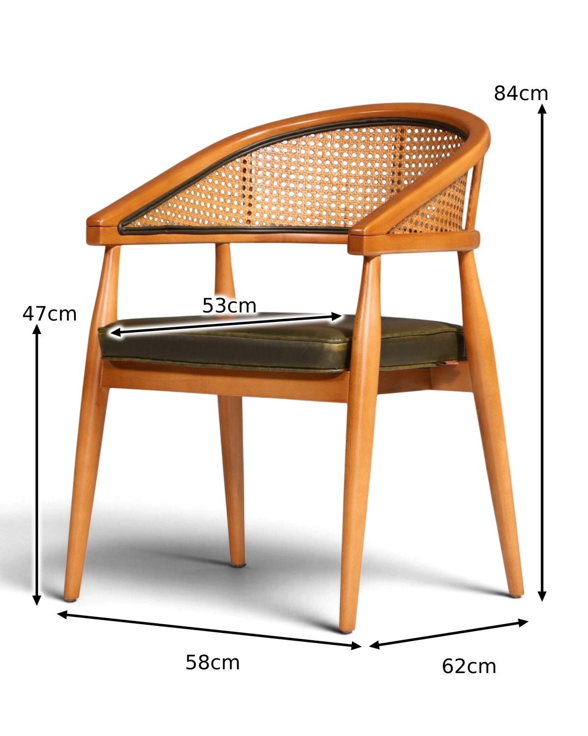 Chaise de salle à manger élégante en osier « Malibu Green », chaise de cuisine verte, fauteuil secrétaire