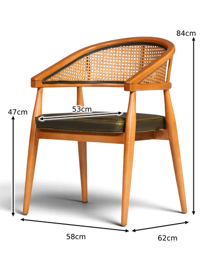 Chaise de salle à manger élégante en osier « Malibu Green », chaise de cuisine verte, fauteuil secrétaire
