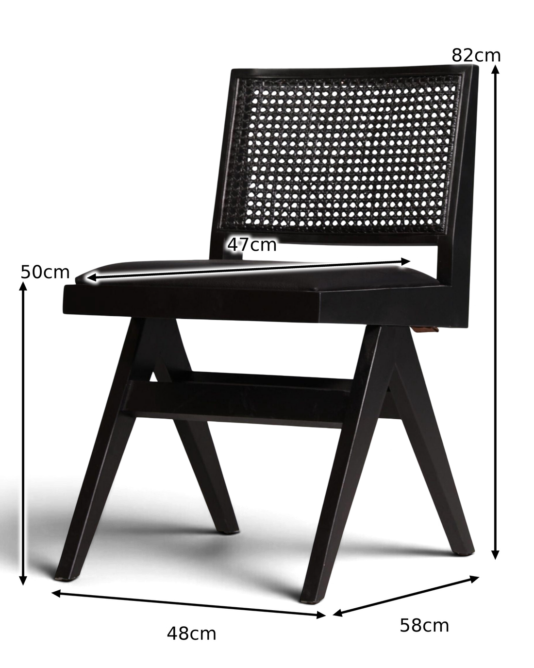 Fauteuil en osier très élégant « Vienna Black », fauteuil lounge Bauhaus noir, chaise de cuisine, chaise de secrétaire 