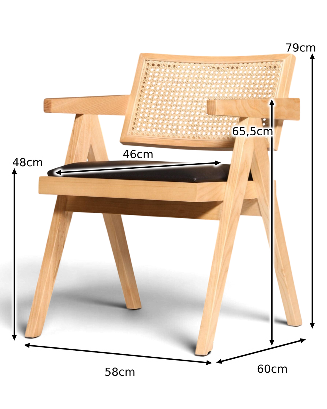 Fauteuil en osier très élégant « Vienna Wood + », fauteuil Bauhaus relaxant, chaise de salle à manger, chaise de cuisine