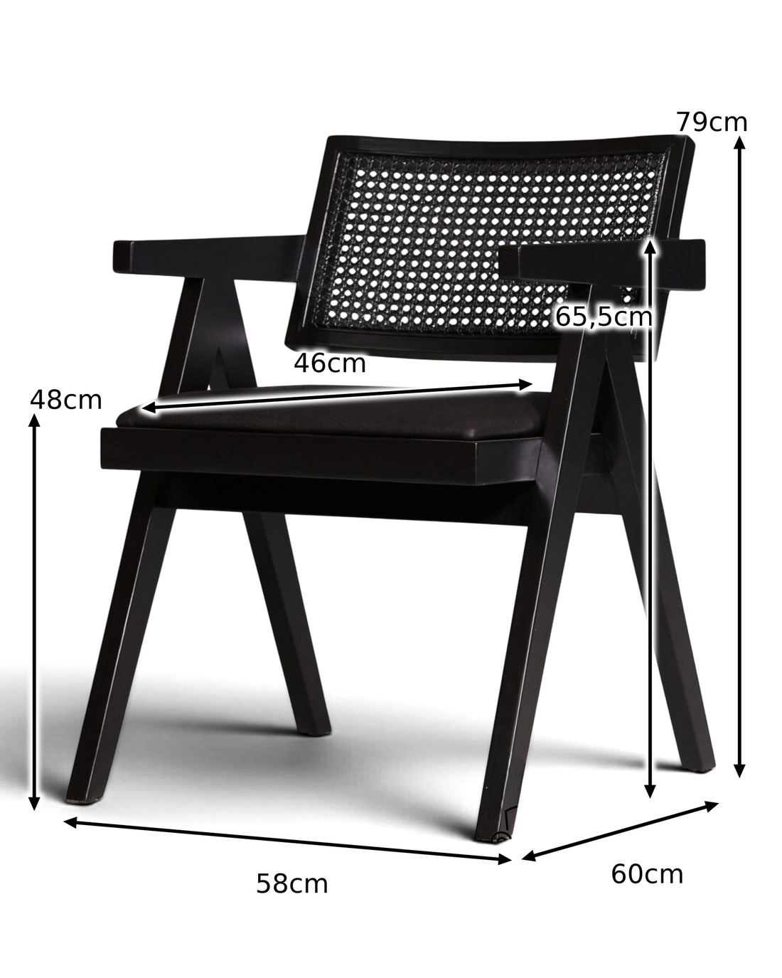 Fauteuil en osier très élégant « Vienna Black + », fauteuil Bauhaus relaxant, chaise de salle à manger, chaise de cuisine