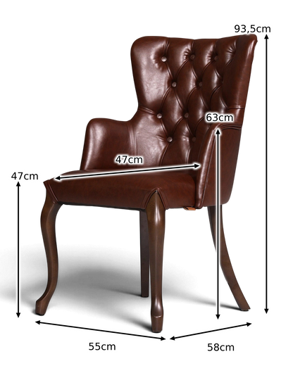 Fauteuil élégant de style Chesterfield, chaise de salle à manger « Manila Brown », chaise de cuisine, chaise de secrétaire 