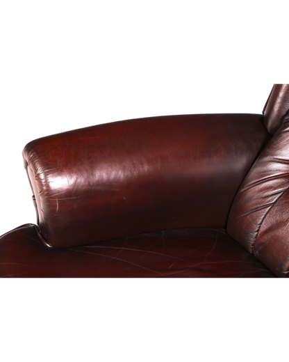 Hauptstadt Möblerei Chesterfield Ohrensessel aus braunem Echtleder mit klassischer Knopfheftung und weicher Textur