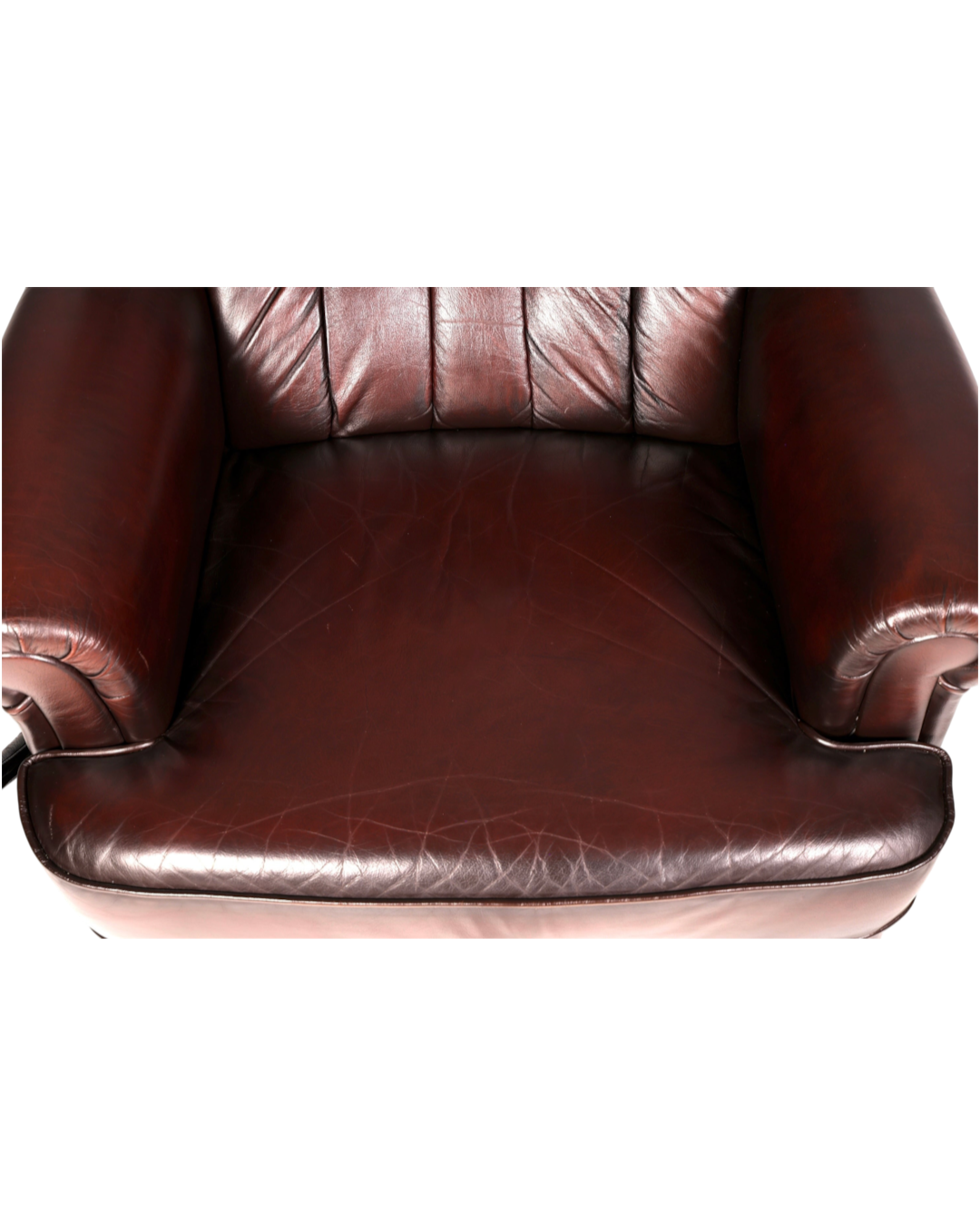 Hauptstadt Möblerei Chesterfield Ohrensessel aus braunem Echtleder mit klassischer Knopfheftung und weicher Textur