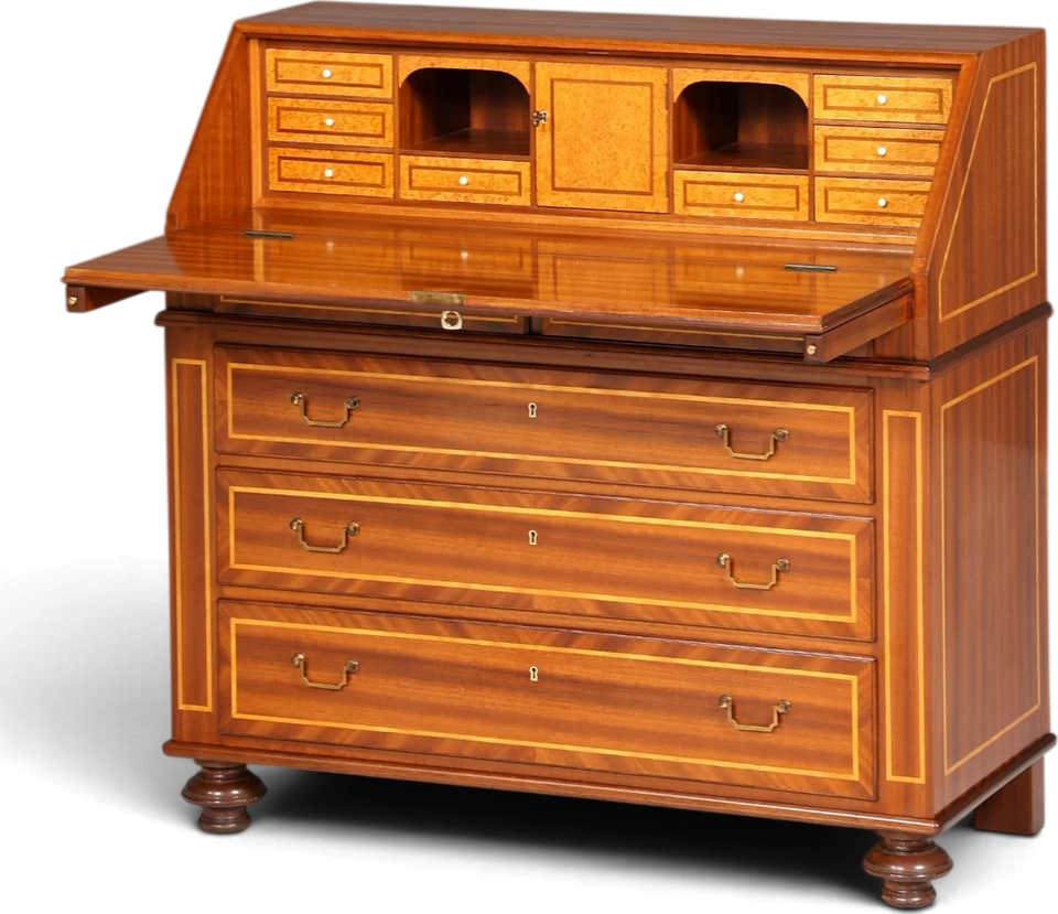 Secrétaire anglais, commode à écrire à abattant