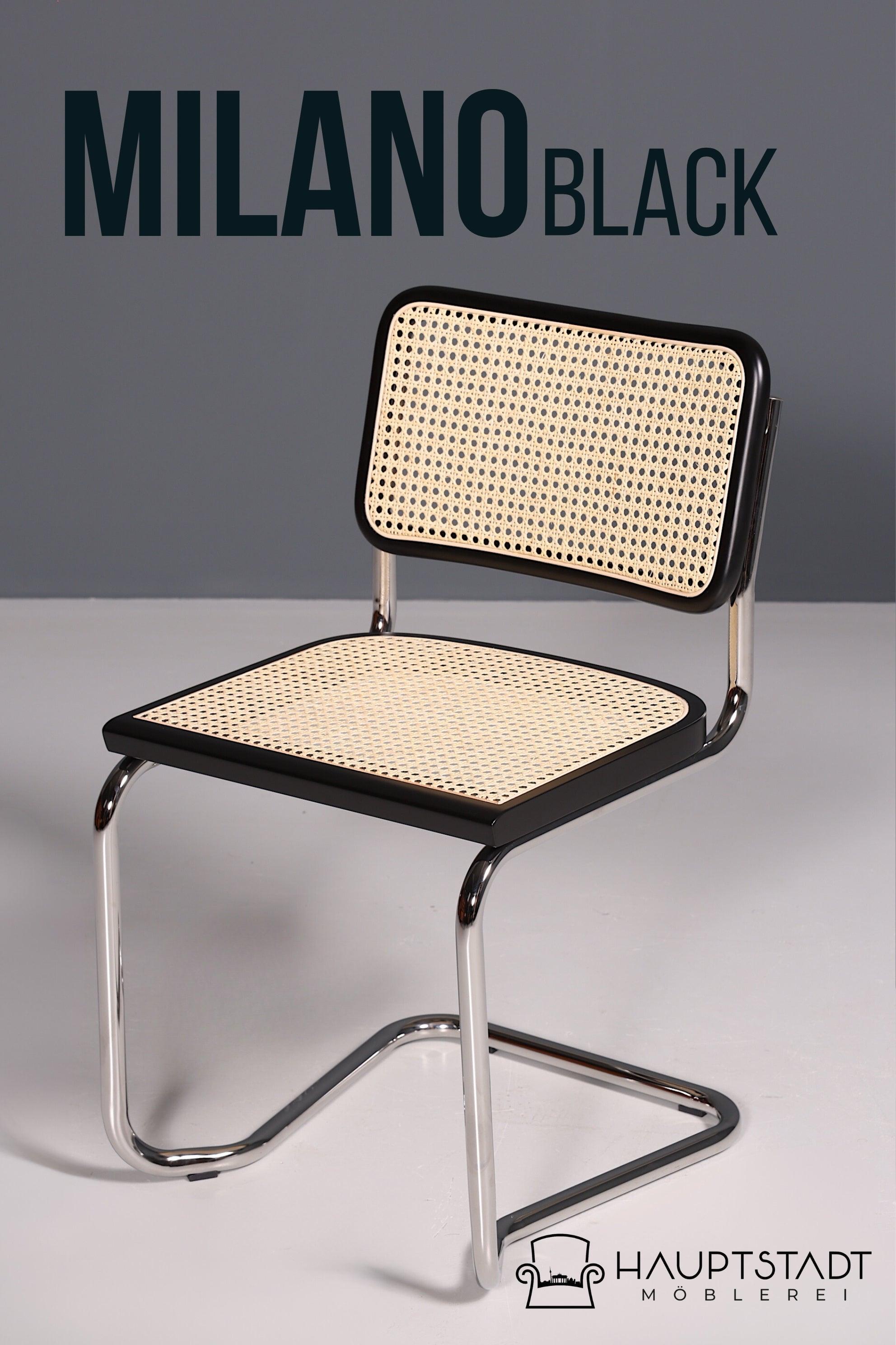 Korbgeflecht Freischwinger Stuhl &amp;quot;Milano&amp;quot; Made in Italy Schwarz Wippstuhl Esszimmer Stuhl Küchenstuhl