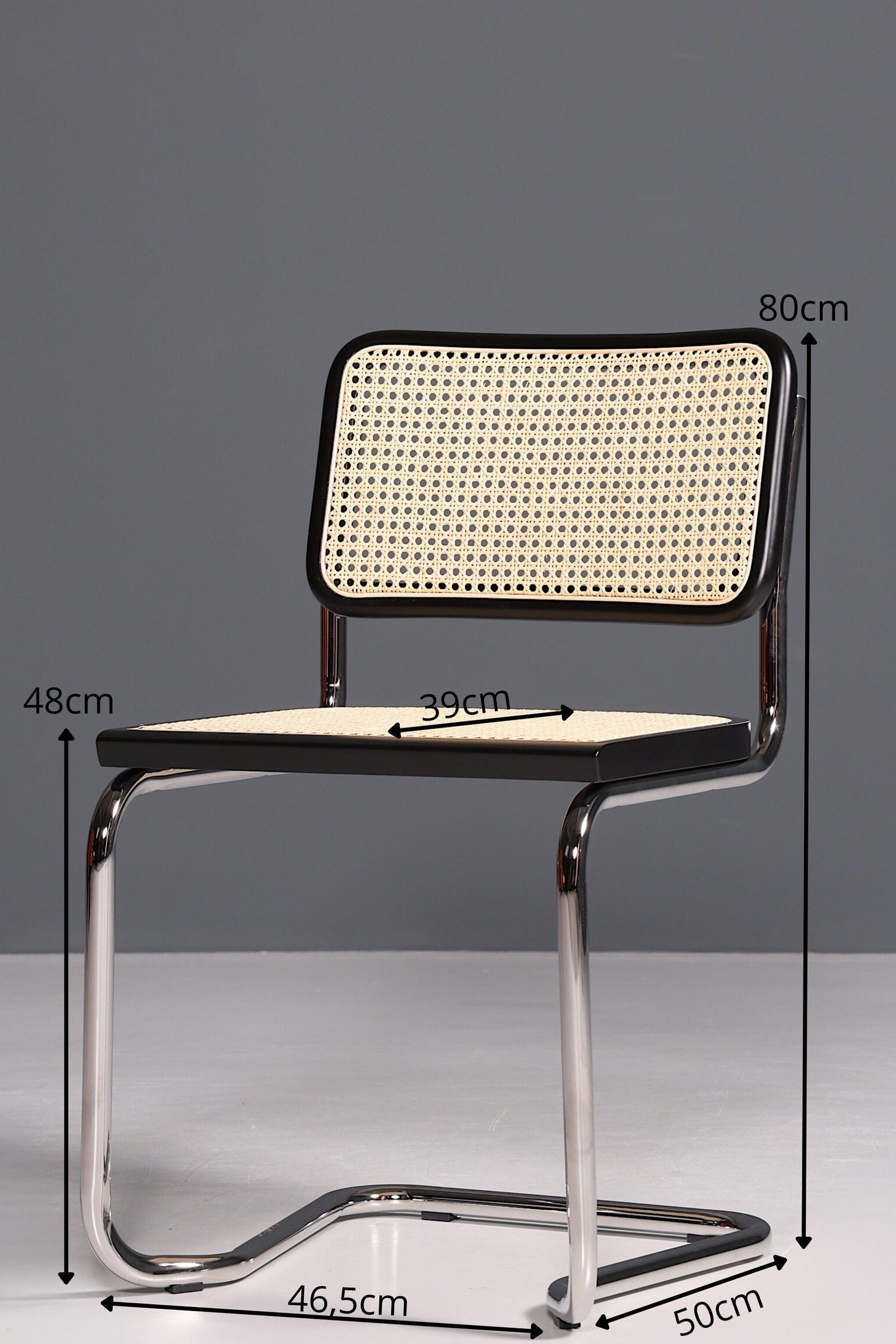Korbgeflecht Freischwinger Stuhl &amp;quot;Milano&amp;quot; Made in Italy Schwarz Wippstuhl Esszimmer Stuhl Küchenstuhl