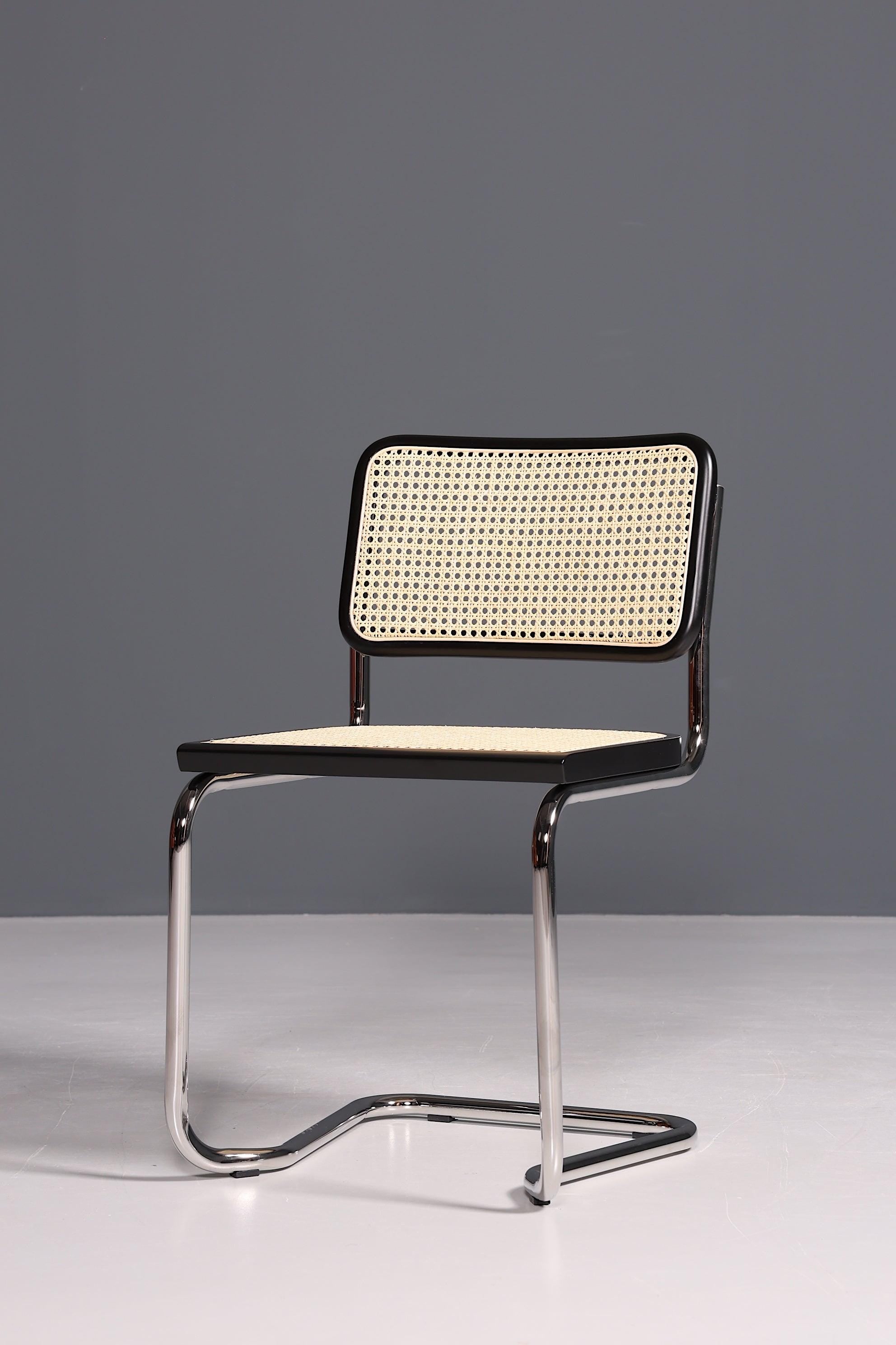 Korbgeflecht Freischwinger Stuhl &amp;quot;Milano&amp;quot; Made in Italy Schwarz Wippstuhl Esszimmer Stuhl Küchenstuhl