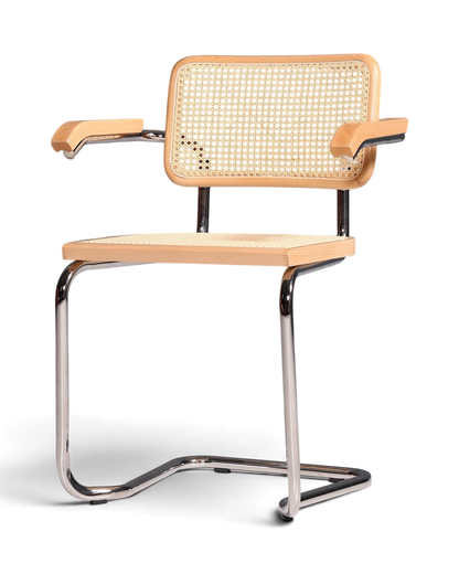 Korbgeflecht Freischwinger Armlehnstuhl &amp;quot;Milano&amp;quot; Made in Italy Beige Wippstuhl Sekretär Stuhl Esszimmer Stuhl
