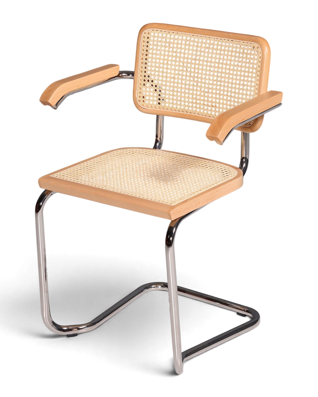 Korbgeflecht Freischwinger Armlehnstuhl &amp;quot;Milano&amp;quot; Made in Italy Beige Wippstuhl Sekretär Stuhl Esszimmer Stuhl