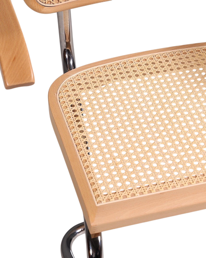 Korbgeflecht Freischwinger Armlehnstuhl &amp;quot;Milano&amp;quot; Made in Italy Beige Wippstuhl Sekretär Stuhl Esszimmer Stuhl
