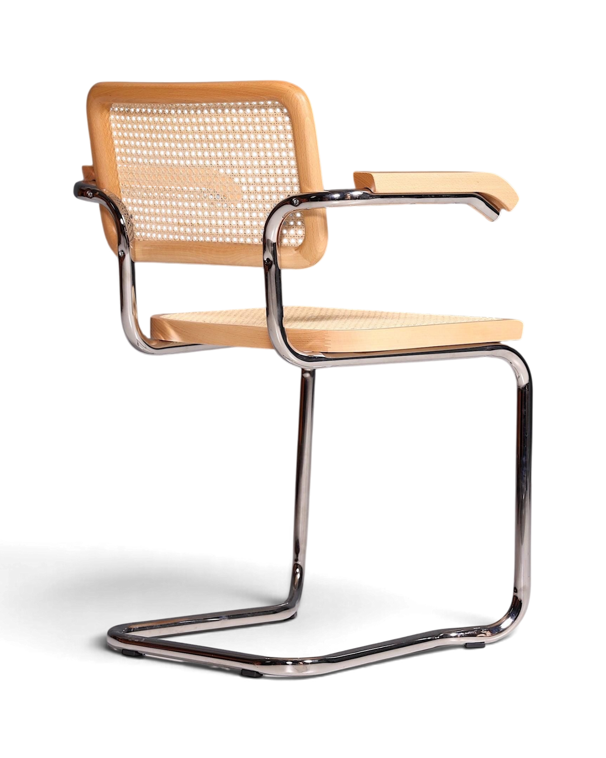 Korbgeflecht Freischwinger Armlehnstuhl &amp;quot;Milano&amp;quot; Made in Italy Beige Wippstuhl Sekretär Stuhl Esszimmer Stuhl