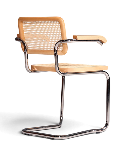 Korbgeflecht Freischwinger Armlehnstuhl &amp;quot;Milano&amp;quot; Made in Italy Beige Wippstuhl Sekretär Stuhl Esszimmer Stuhl