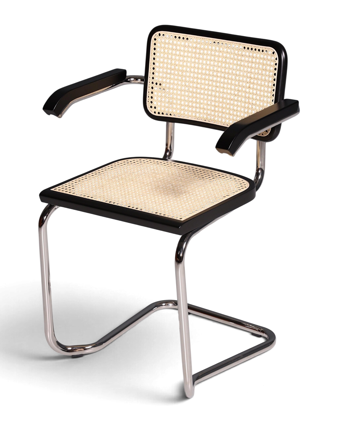 Korbgeflecht Freischwinger Armlehnstuhl &amp;quot;Milano&amp;quot; Made in Italy Schwarz Esszimmer Stuhl Wippstuhl Küchenstuhl