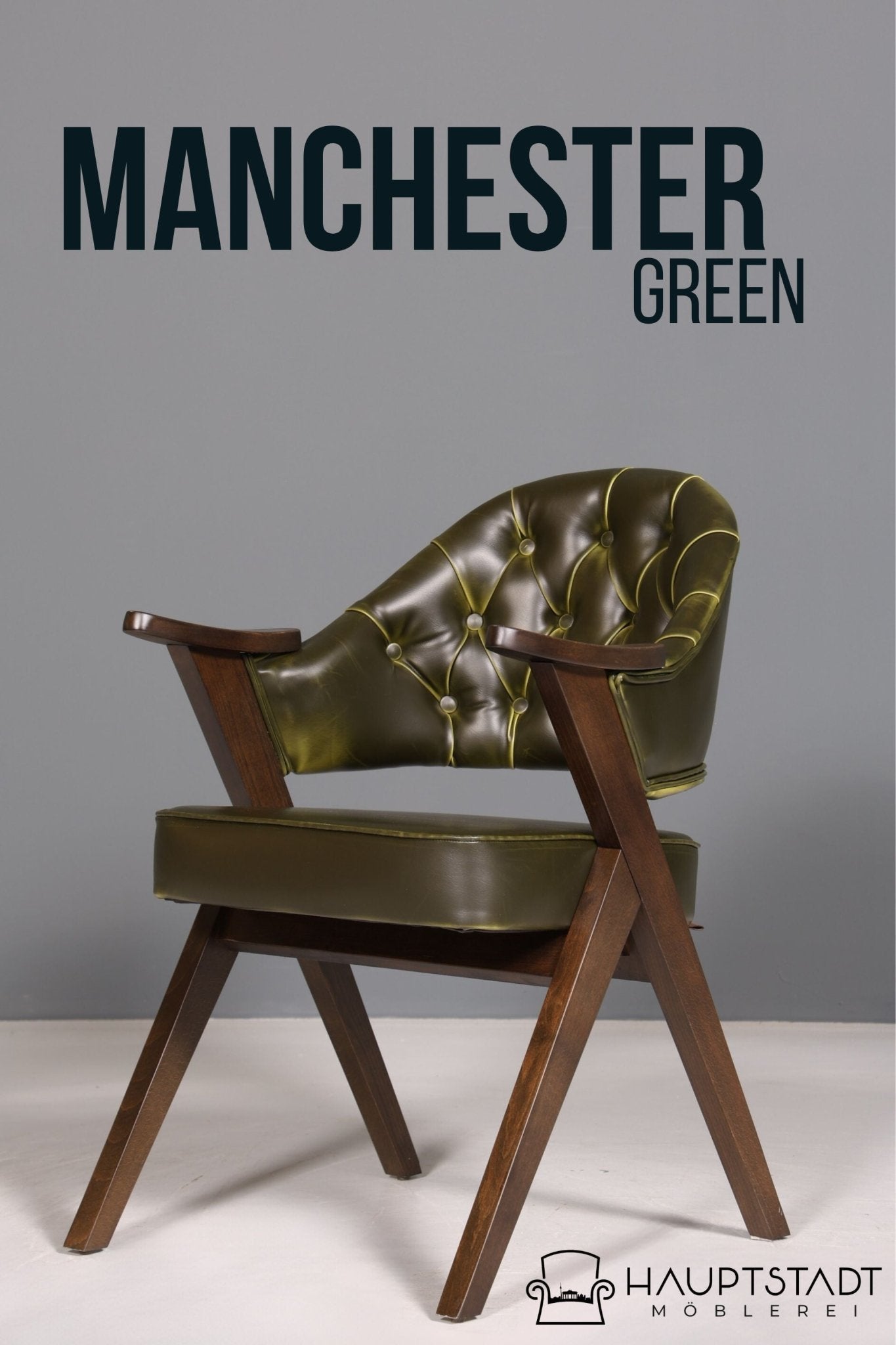 Luxuriöser "Manchester Green" Stuhl Esszimmerstuhl Lounge Stuhl im Chesterfield Design Bürostuhl