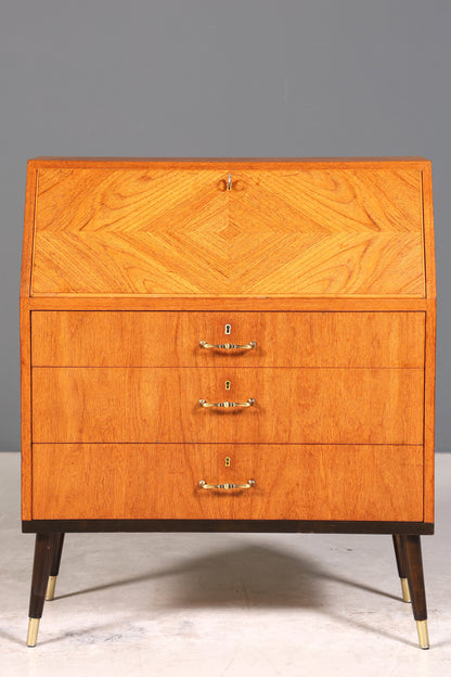 Stilvoller Mid Century Sekretär Vintage Schreibmöbel echt Holz Kommode Office Secretary