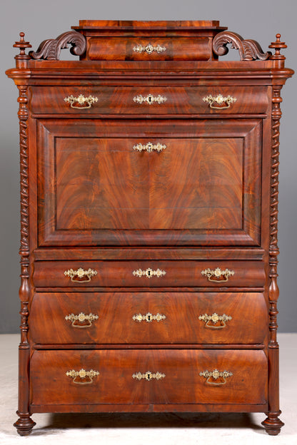 Edler Louis Philippe Sekretär Antik Biedermeier Vertiko Highboard Antik Schreibtisch Kommode