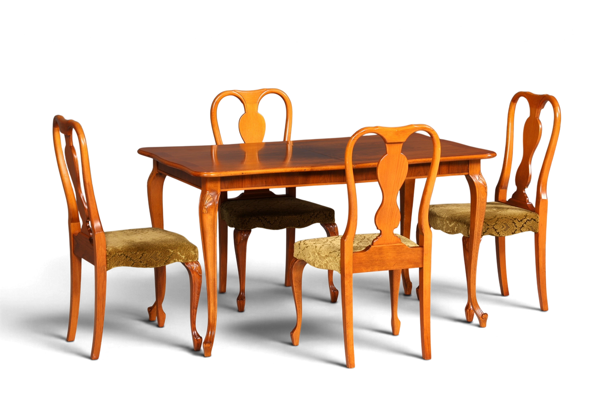 4x Wunderschöne Chippendale Stühle Barock Stil Stuhlset Polsterstuhl Set Küchenstühle Esszimmer Stühle