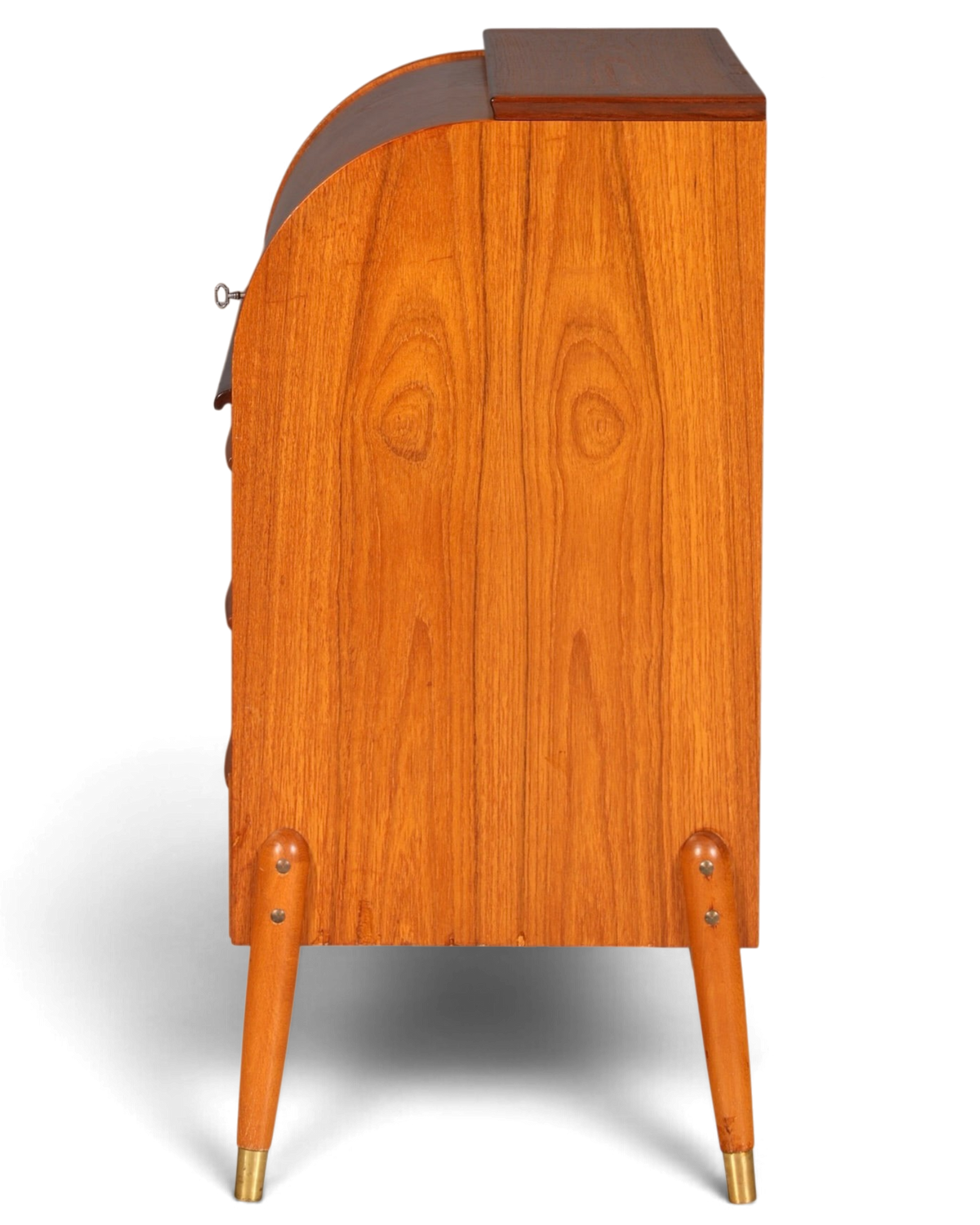Magnifique secrétaire à rideau Mid-Century, commode de bureau, armoire vintage des années 60 en bois
