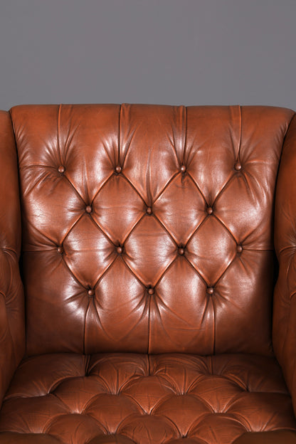 Fauteuil Chesterfield élégant fauteuil club en cuir véritable marron fauteuil anglais à accoudoirs fauteuil en cuir